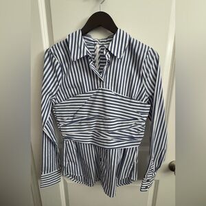 Veronica Beard Baylor Striped Corset Front Button Down Shirt.  Size 6.  NWT